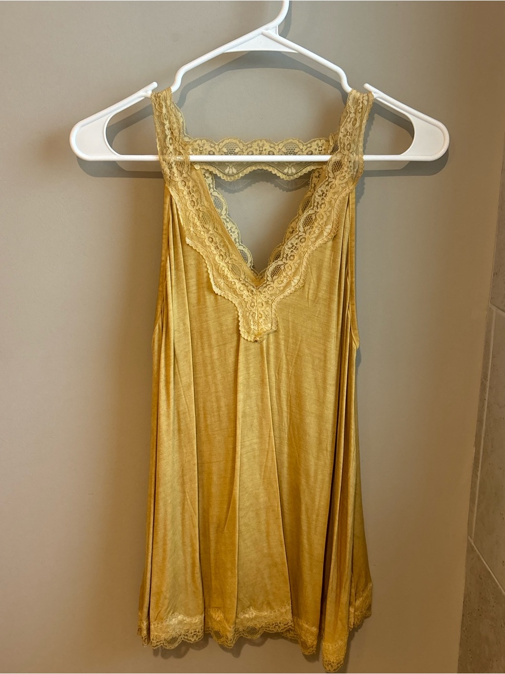 POL Lace-Trim Tank Top in Mustard Gold